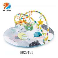 2020 New design foldable baby play mat baby activity gym soft round fitness blanket toy gym with pillow