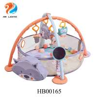 Cartoon raccoon shape 3 in 1 gym fitness crawling baby folding play mat round training mat for baby sleeping carpet