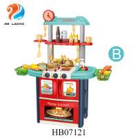 Funny Simulation cooking table Kitchen Set Toys Pretend role Play Big Kitchen Cabinet Toy 51 pcs with music and light For Kids